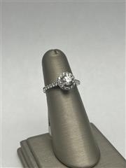 14K WHITE GOLD 1.05CTW DIAMOND HALO ENGAGEMENT RING
